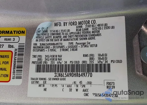 2017 Lincoln Mkz Premiere from USA, damaged, VIN 3LN6L5A90HR649770